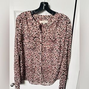 Anne Taylor LOFT Multicolor Print Button Up Blouse